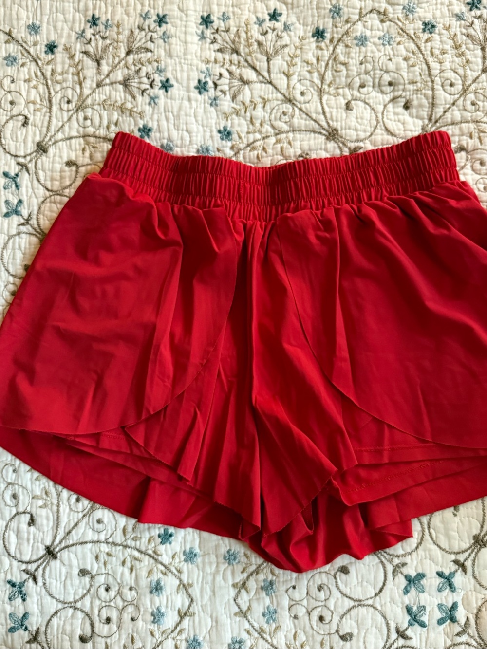 Amazon Red Layered Elastic-Waist Athletic Shorts